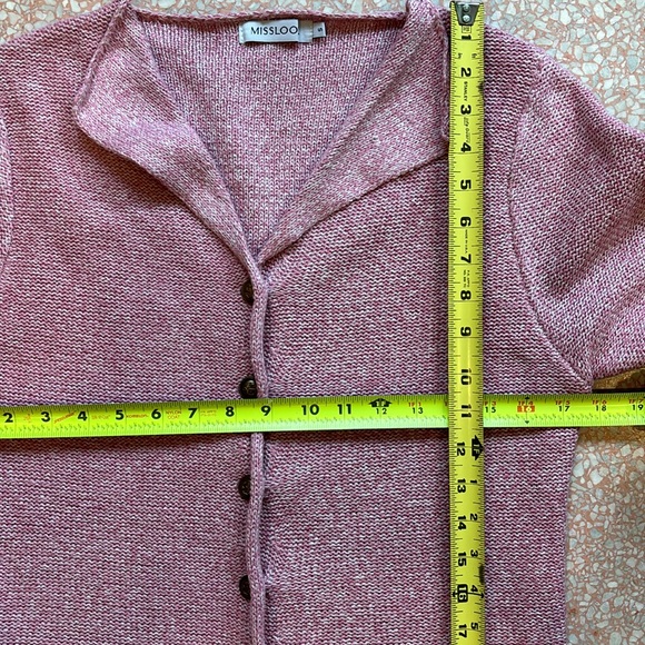 MISSLOOK Cardigan Sweater Pink/white marble knit Size-Small - Picture 8 of 10
